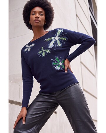 Roman Sparkly Floral Knit Jumper
