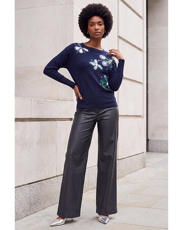 Roman Sparkly Floral Knit Jumper