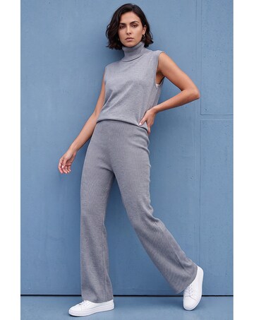 Roman Shimmer Ribbed Knit Trouser