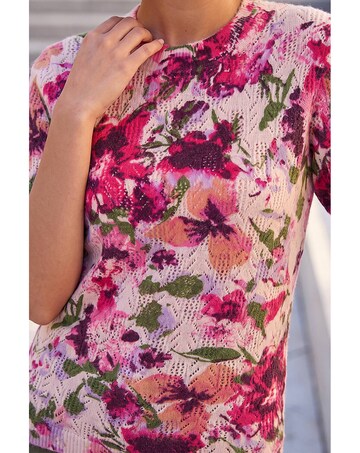 Roman Floral Pointelle Short Sleeve Knit