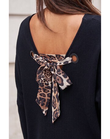Roman Animal Print Tie V-Neck Jumper