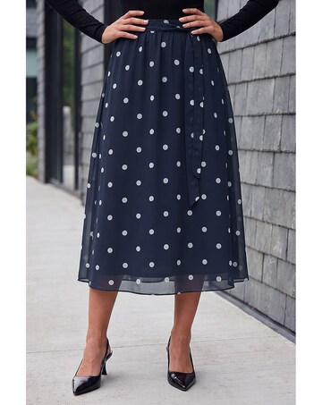 Roman Polka Dot A-Line Belted Skirt