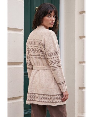 Roman Pattern Belted Cardigan