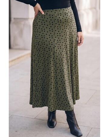 Roman Curve Polka Dot Stretch Skirt