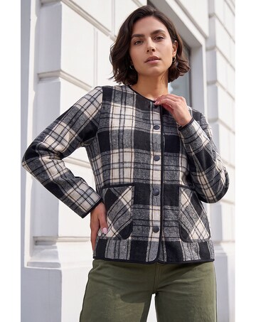 Roman Check Buttoned Throw On Jacket
