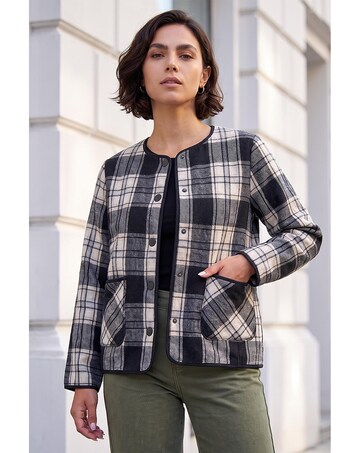 Roman Check Buttoned Throw On Jacket