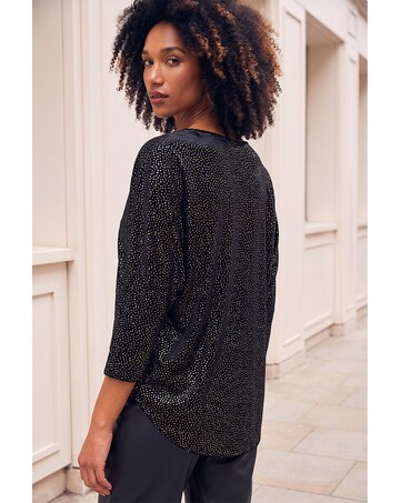 Roman Foil Spot Print Velvet Top
