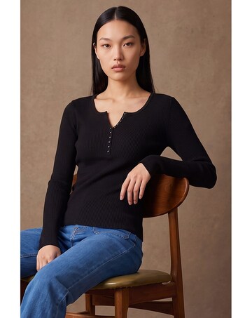 Roman Dusk Button Front Knit Top