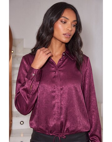 Roman Crinkle Satin Tie Hem Shirt