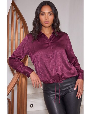 Roman Crinkle Satin Tie Hem Shirt