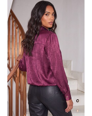 Roman Crinkle Satin Tie Hem Shirt