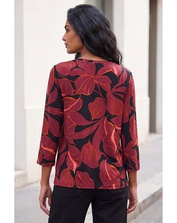 Roman Floral V-Neck Stretch Top