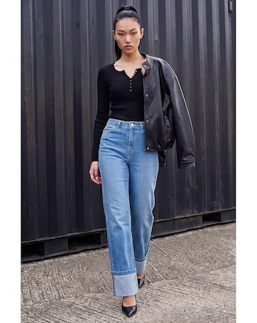 Roman Dusk Turn Up Wide Leg Jeans