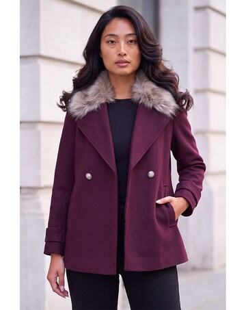 Roman Petite Fur Collar Coat