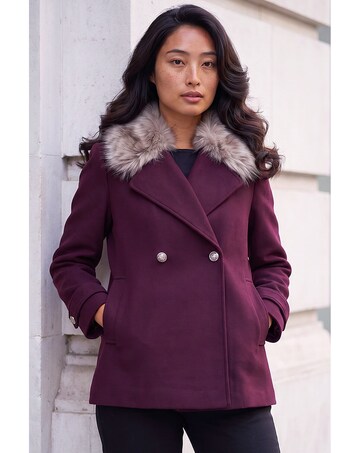 Roman Petite Fur Collar Coat