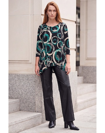 Roman Abstract Puff Print Hanky Hem Top
