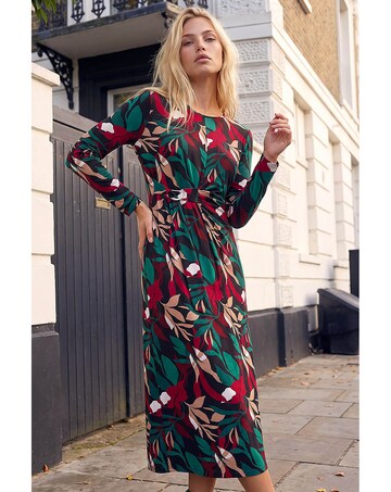 Roman Dusk Floral Print Midi Dress