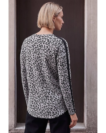 Roman Sequin Star Animal Print Top