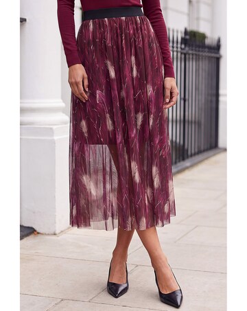 Roman Abstract Print Mesh Overlay Skirt