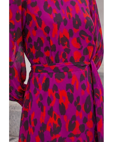 Roman Animal Print Shirred Midi Dress