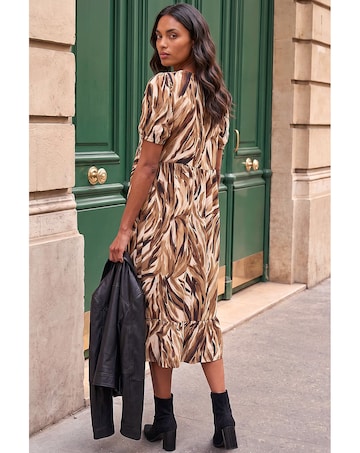 Roman Abstract Print Tie Smock Dress