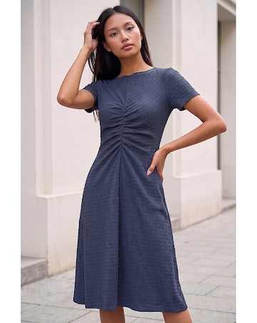 Roman Petite Ruched Front Midi Dress