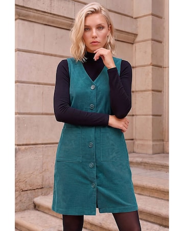 Roman Petite Cord Pinafore Dress