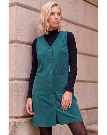 Roman Petite Cord Pinafore Dress