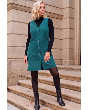 Roman Petite Cord Pinafore Dress