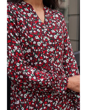 Roman Floral Print Buttoned Dress