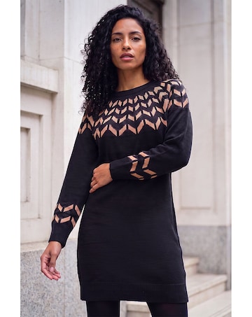 Roman Chevron Stretch Knit Jumper Dress