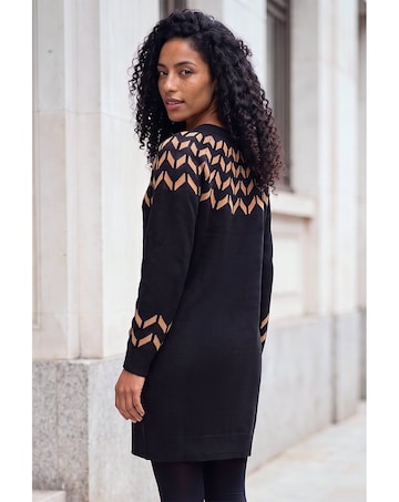 Roman Chevron Stretch Knit Jumper Dress