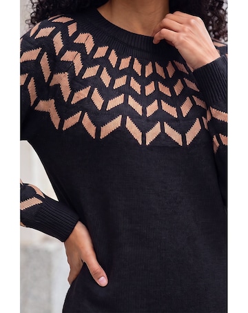 Roman Chevron Stretch Knit Jumper Dress