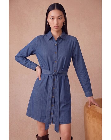 Roman Dusk Tie Front Shirt Dress