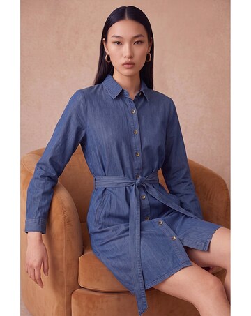 Roman Dusk Tie Front Shirt Dress