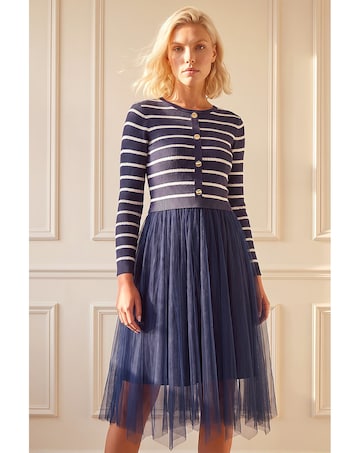 Roman Petite Stripe Hybrid Knit Dress