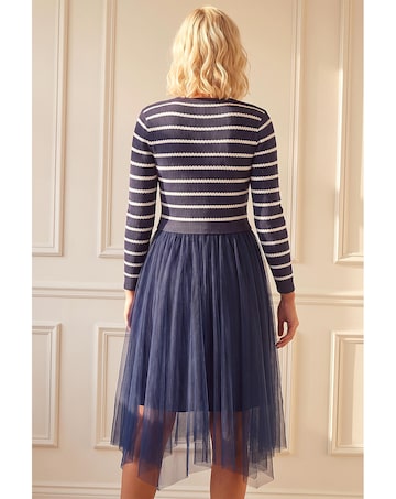 Roman Petite Stripe Hybrid Knit Dress