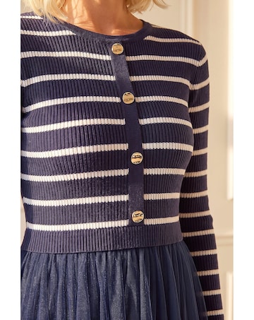 Roman Petite Stripe Hybrid Knit Dress