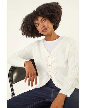 Roman Bow Front Buttoned Knit Cardigan