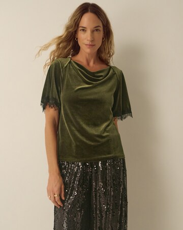 Monsoon Vina Lace Trim Velvet Top