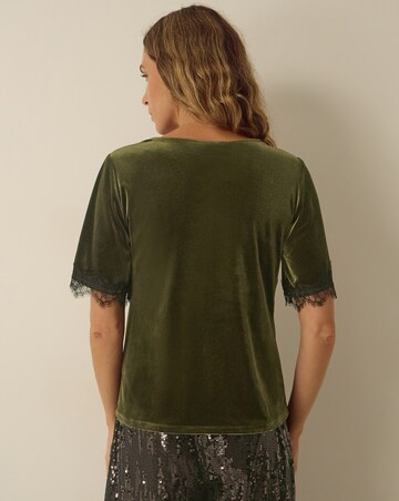 Monsoon Vina Lace Trim Velvet Top