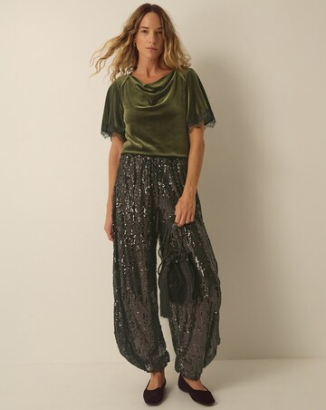 Monsoon Vina Lace Trim Velvet Top