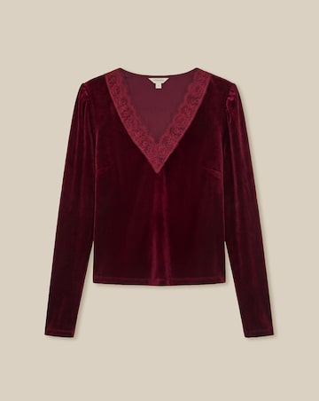 Monsoon Lexi Lace Trim Velvet Top