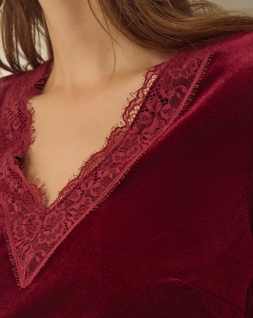 Monsoon Lexi Lace Trim Velvet Top