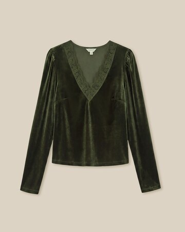 Monsoon Lexi Lace Trim Velvet Top