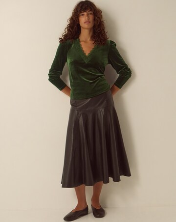Monsoon Lexi Lace Trim Velvet Top