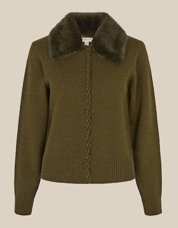 Monsoon Flo Faux Fur Collar Cardigan