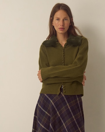 Monsoon Flo Faux Fur Collar Cardigan