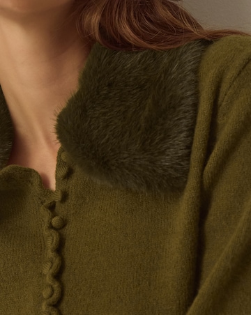Monsoon Flo Faux Fur Collar Cardigan