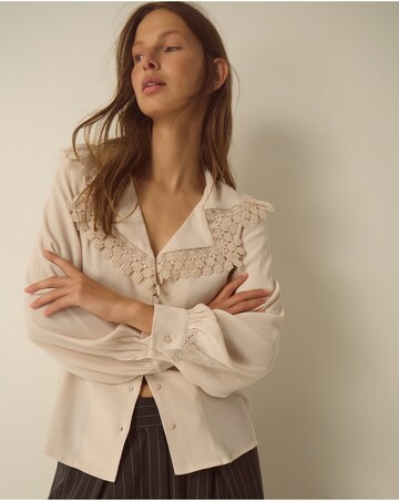 Monsoon Ava V-Neck Lace Collar Blouse